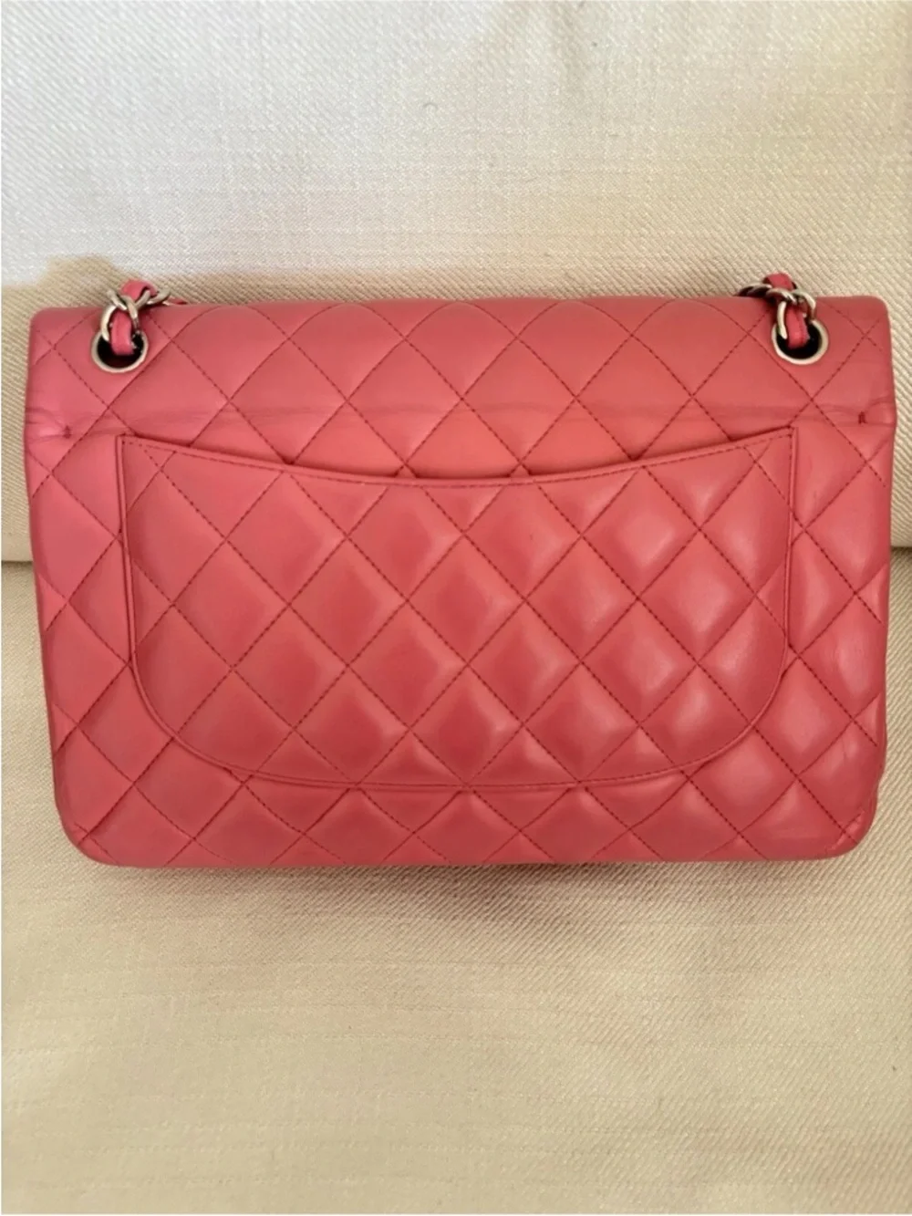 CHANEL Jumbo Pink Quilted Lambskin Shoulder Flap Bag with Silver Hardware - Picture 9 of 15
